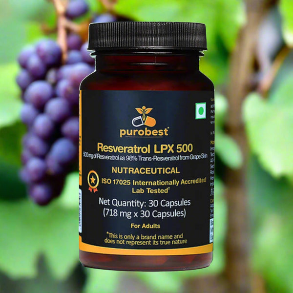 PUROBEST Resveratrol SPX 500 | 98% Trans-Resveratrol from Grape Skin (500 mg)